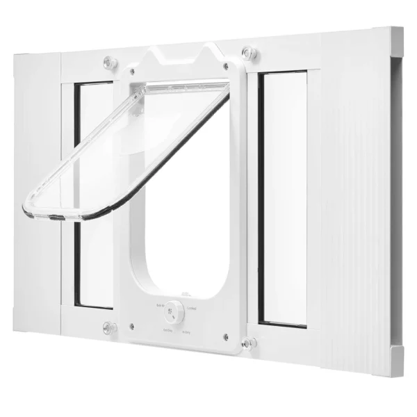 Adjustable Window Cat Door with 4-Way Lock