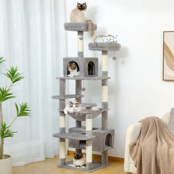 Large Multi-Level Cat Tree with Hammock & Condos