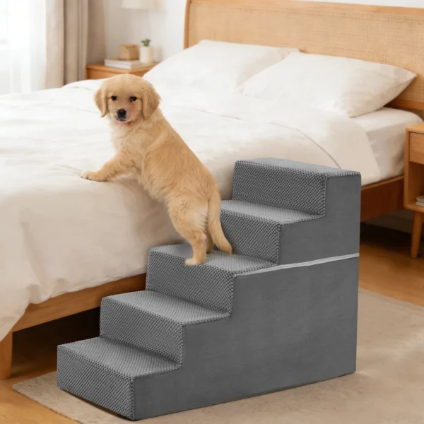 3–5 Step Foam Dog Stairs & Pet Ramp