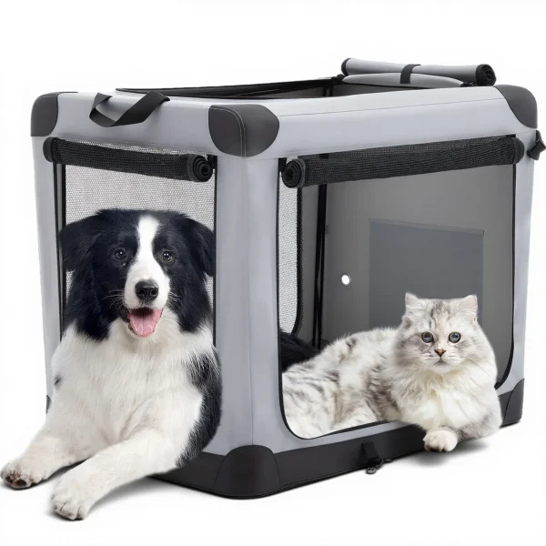 JHK Foldable 3-Door Soft Pet Crate