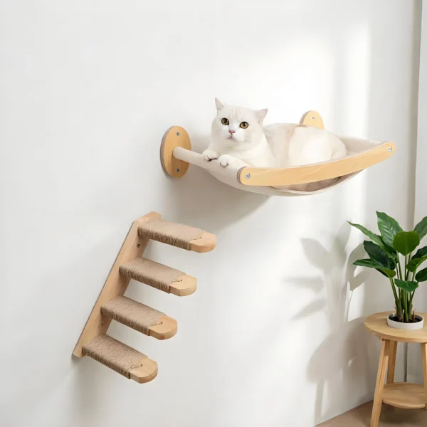 Wall-Mounted Cat Hammock & Sisal Climbing Stairway