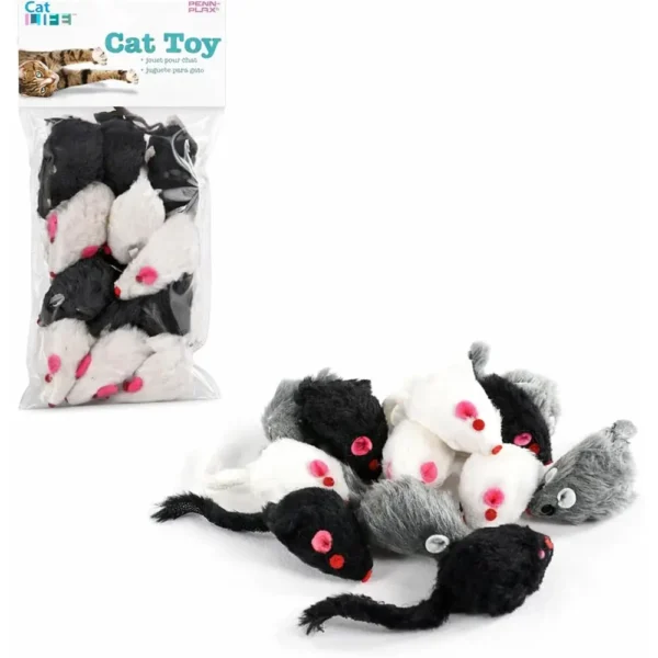 12 Pack. Mice Cat Toy with Rattling Sound