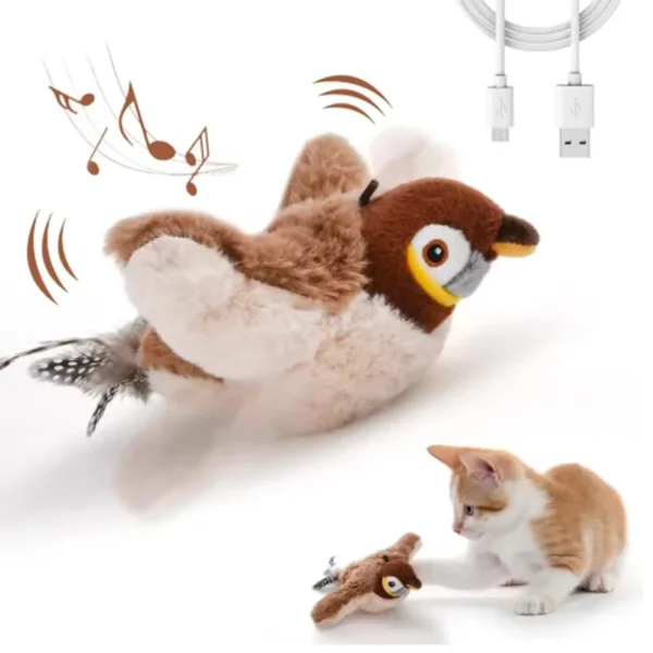 Simulated Bird Interactive Toy. Rechargeable Chirping Flapping Bird.
