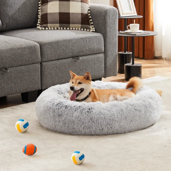 Round Plush Calming Pet Bed